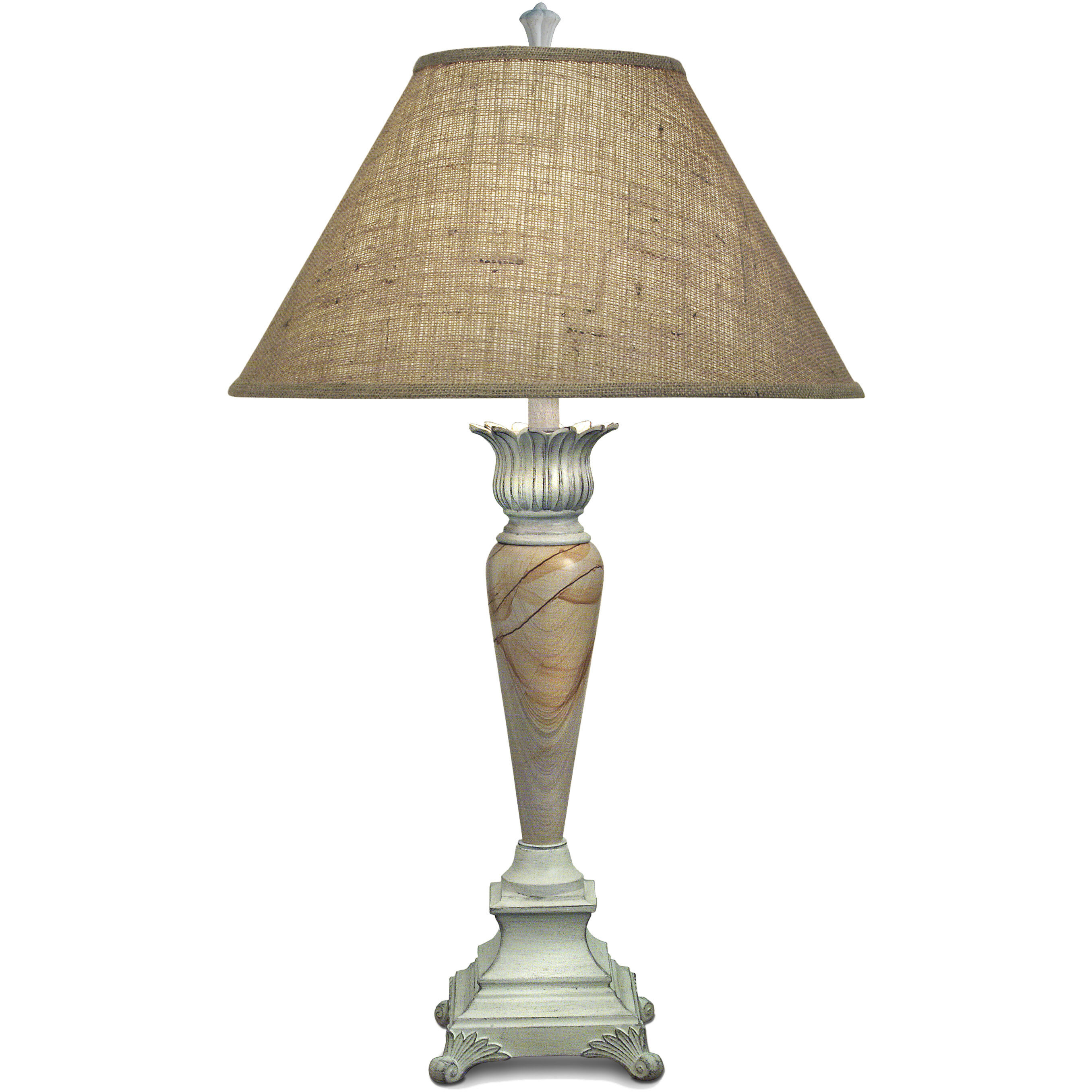 Ellie 35 inch 150.00 watt Distressed White and Teakwood Marble Table Lamp Portable Light